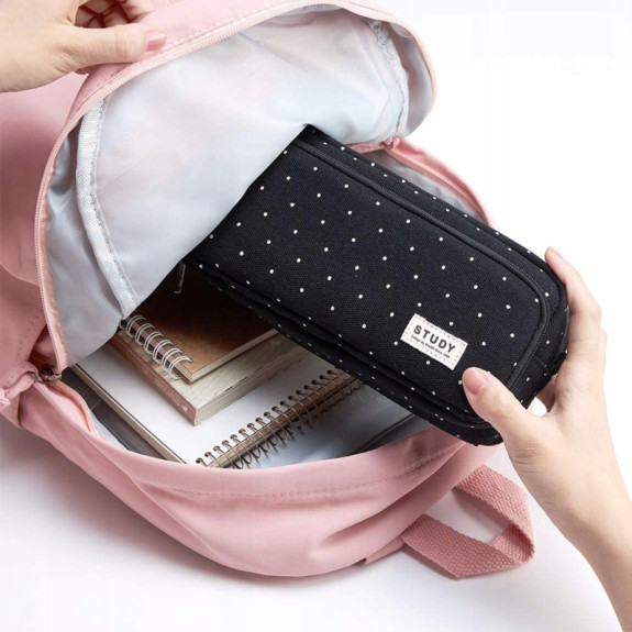 Czarny Wielofunkcyjny Piórnik Szkolny Saszetka