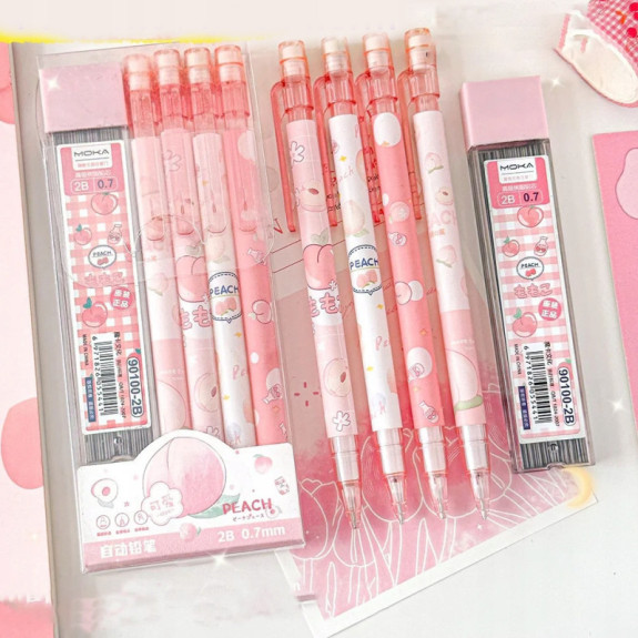 Zestaw 4 ołówki automatyczne z gumką + wkłady Kosmonauta do szkoły SZ018