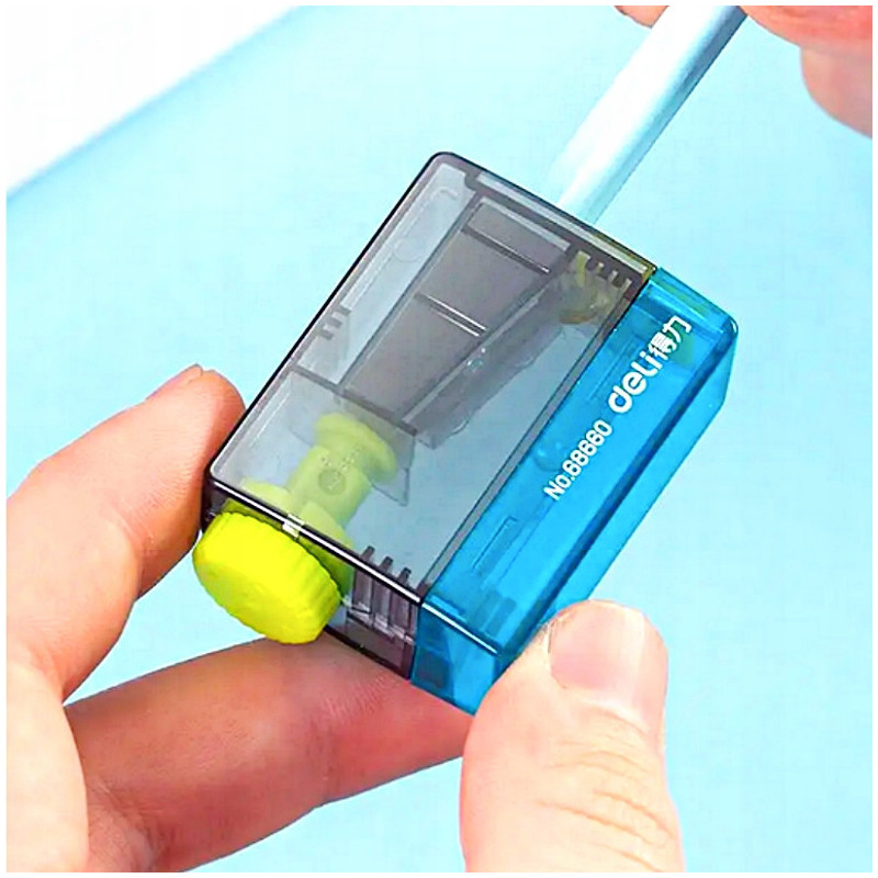 Temperówka ostrzałka do szkoły i biura z pojemnikiem i regulacją grubości ostrzenia czerwona