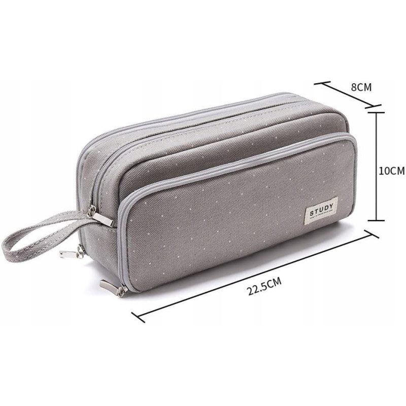Szary Wielofunkcyjny Piórnik Szkolny Saszetka
