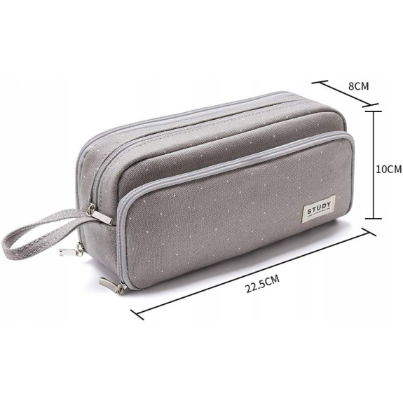 Szary Wielofunkcyjny Piórnik Szkolny Saszetka