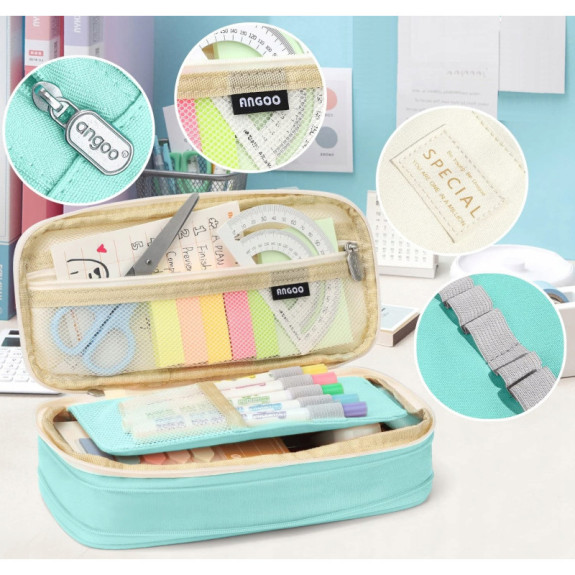 Turkusowy Piórnik Organizer Szkolny Saszetka (C004)