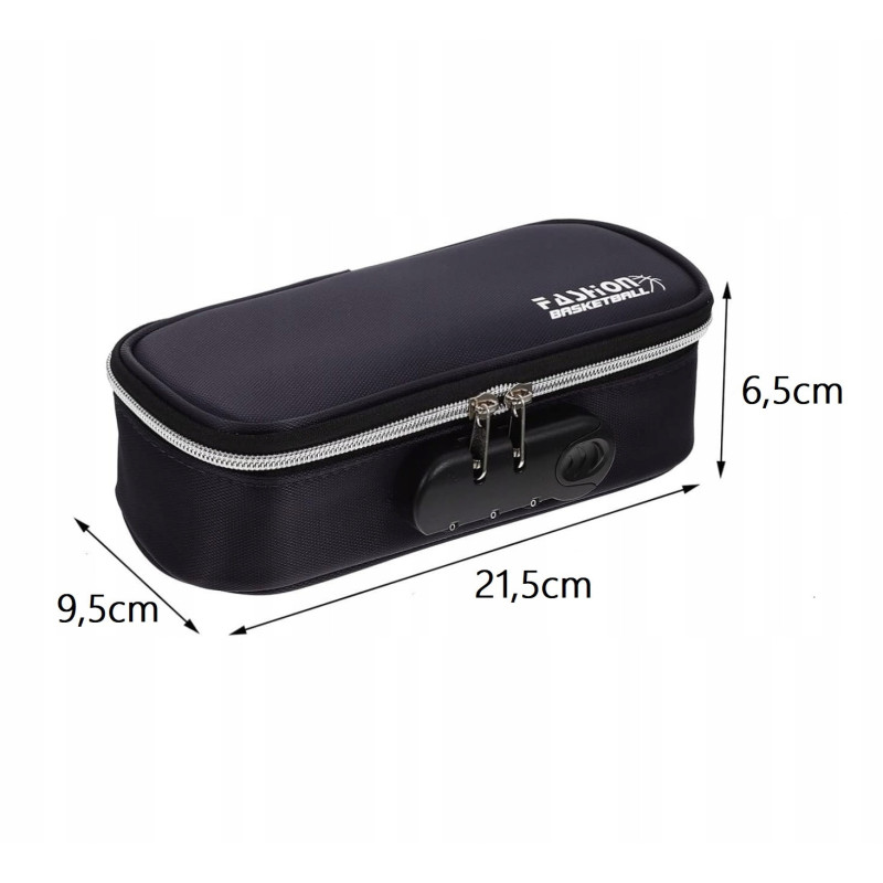 Bardzo Pojemny Piórnik Szkolny z Blokadą Antykradzieżową TSA Czarny (C043)