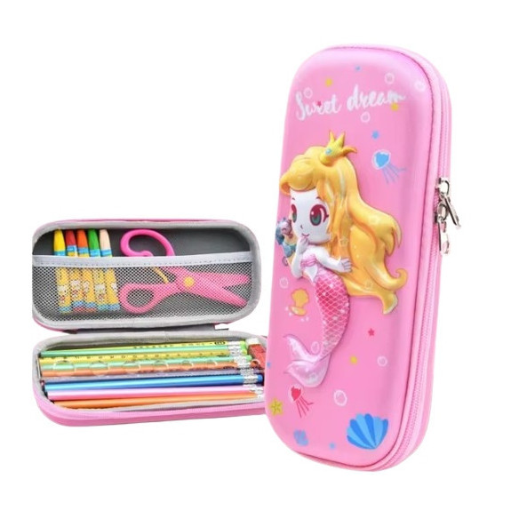 Dwukomorowy Pojemny Piórnik - Saszetka SYRENKA (C044)