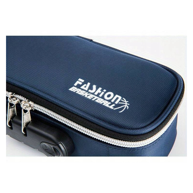 Bardzo Pojemny Piórnik Szkolny z Blokadą Antykradzieżową TSA Granatowy (C043)