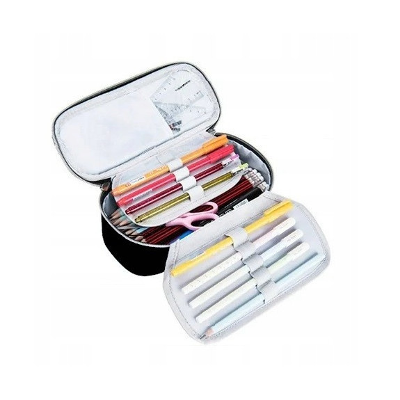 Bardzo Pojemny Piórnik Szkolny z Blokadą Antykradzieżową TSA Granatowy (C043)