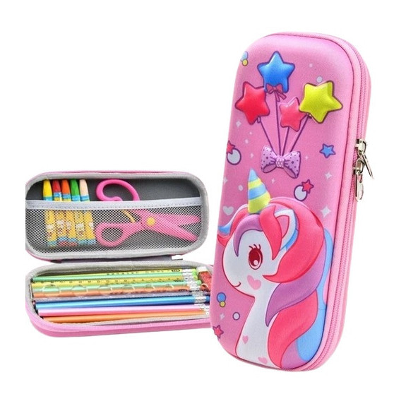 Dwukomorowy Pojemny Piórnik - Saszetka Jednorożec (C044)