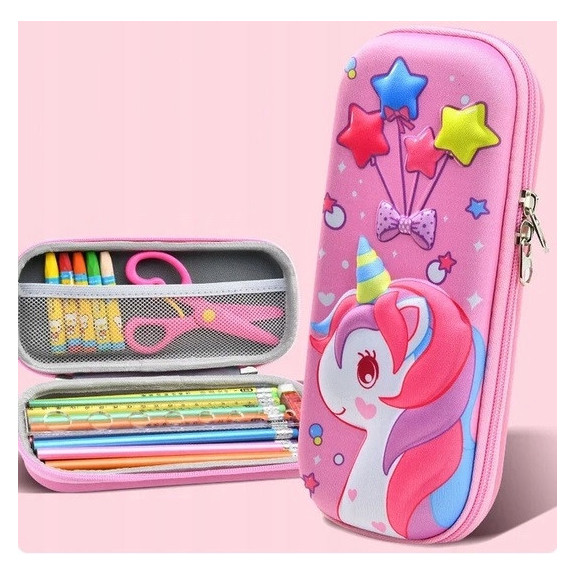 Dwukomorowy Pojemny Piórnik - Saszetka Jednorożec (C044)