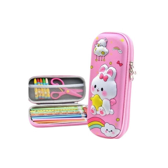 Dwukomorowy Pojemny Piórnik - Saszetka KRÓLICZEK (C044)