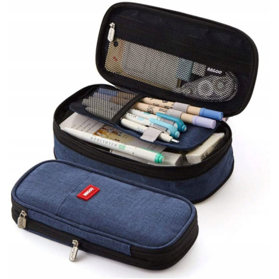 Granatowy Piórnik Organizer Szkolny Saszetka