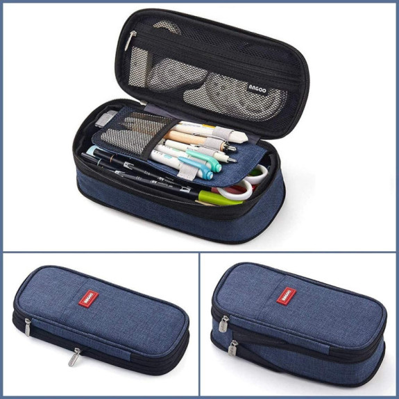 Granatowy Piórnik Organizer Szkolny Saszetka