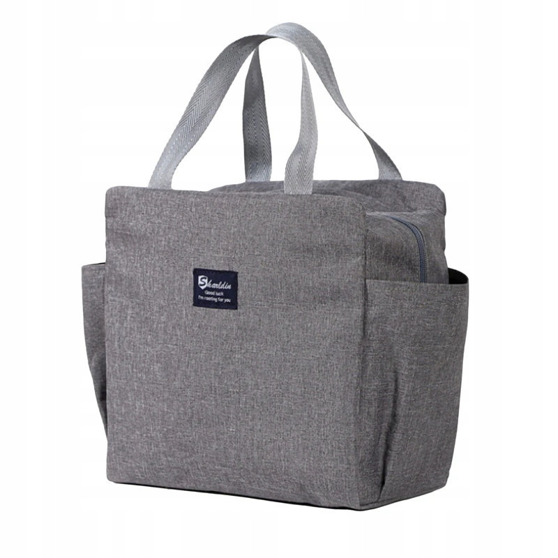 Lekka Torba termiczna na jedzenie lunch box Szara, mała torba termiczna
