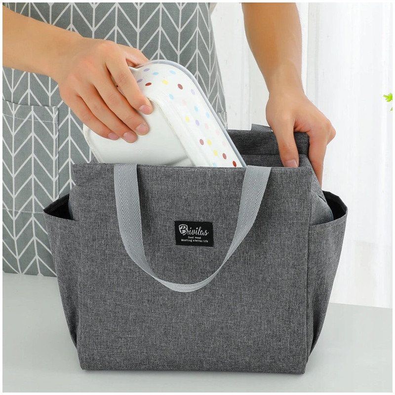 Lekka Torba termiczna na jedzenie lunch box Czarna, mała torba termiczna