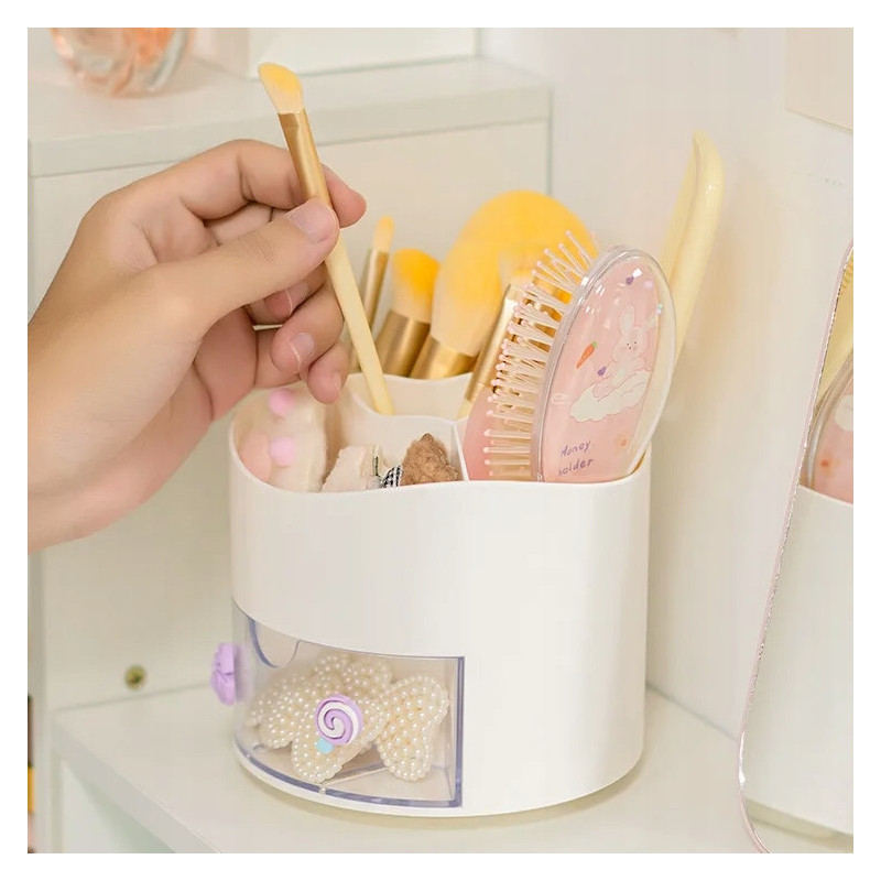 Organizer obrotowy na biurko z naklejkami DIY – różowy łososiowy