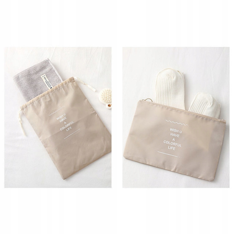 Organizer do walizki podróżnej BEŻOWY zestaw podróżny na ubrania i buty