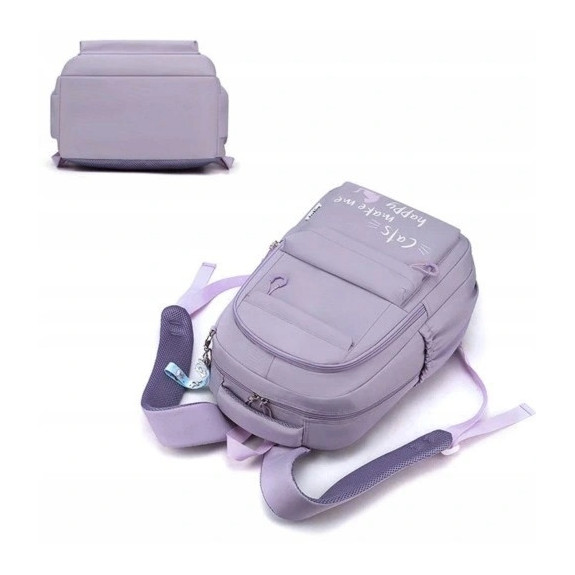 Dziewczęcy plecak szkolny fioletowy z brelokiem jednorożca deszczoodporny dla klas I-III (D078)