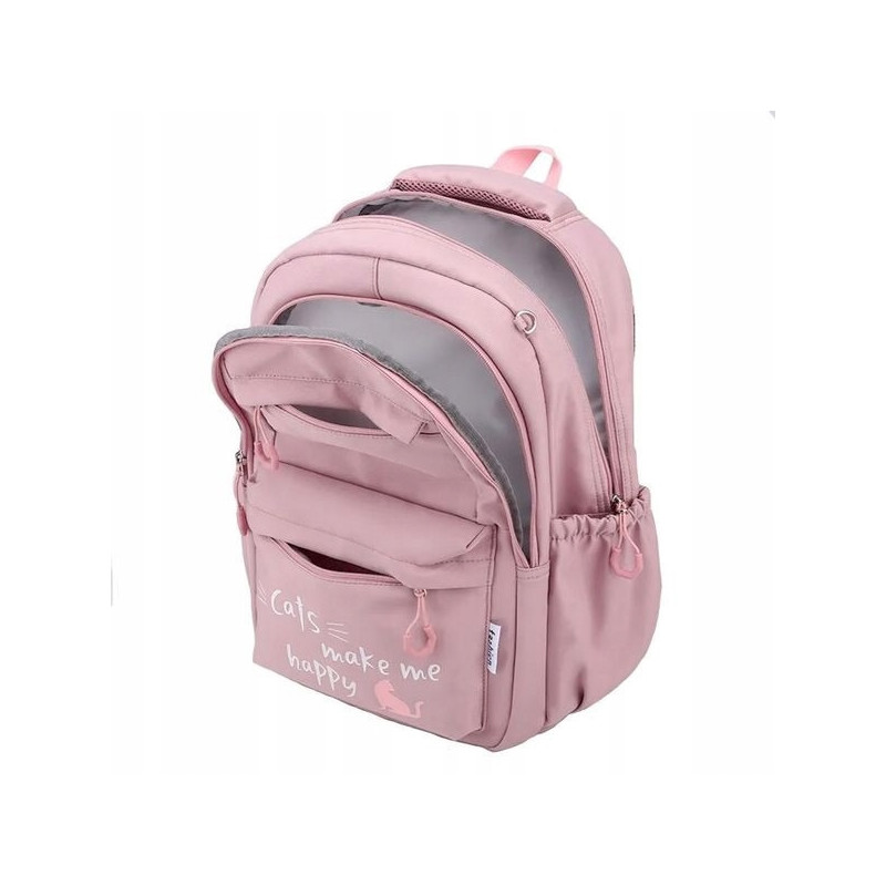 Dziewczęcy plecak szkolny różowy z brelokiem jednorożca deszczoodporny dla klas I-III (D078)