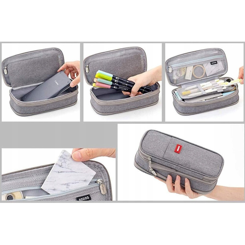 Szary Piórnik Organizer Szkolny Saszetka