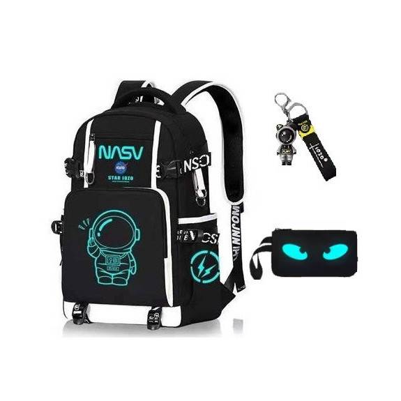 Plecak świecący w ciemności z piórnikiem i brelokiem wodoodporny plecak młodzieżowy na laptopa (D083)