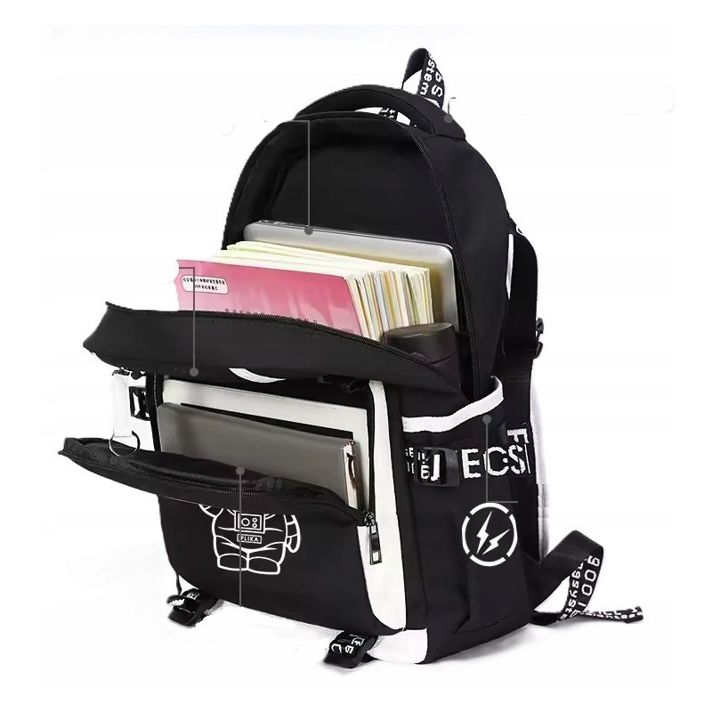 Plecak świecący w ciemności z piórnikiem i brelokiem wodoodporny plecak młodzieżowy na laptopa (D083)