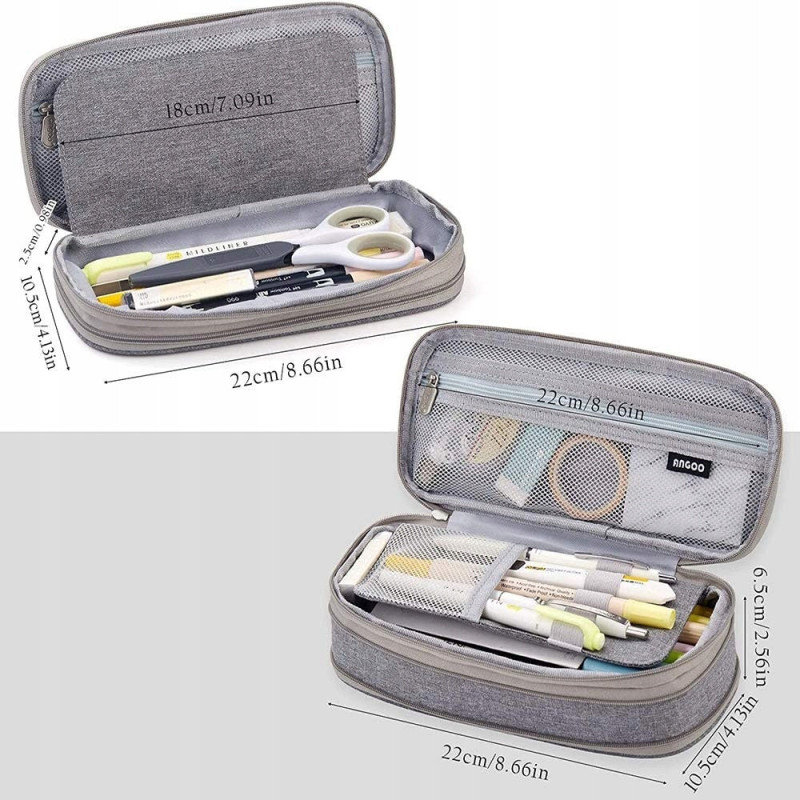 Szary Piórnik Organizer Szkolny Saszetka