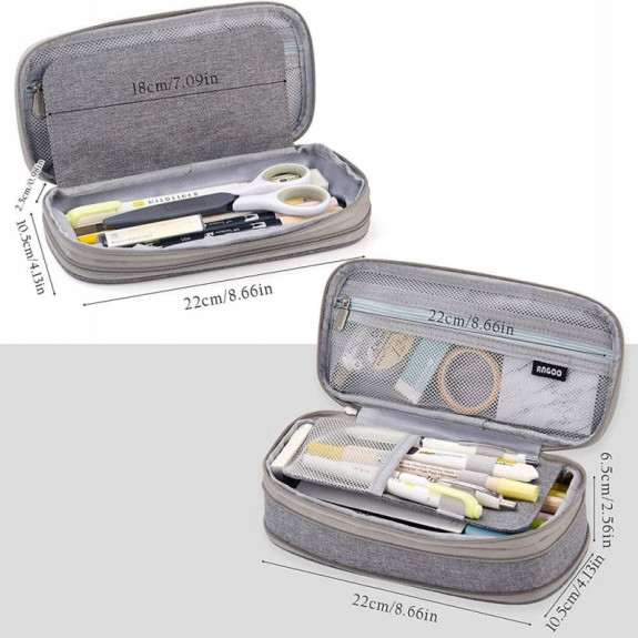 Szary Piórnik Organizer Szkolny Saszetka