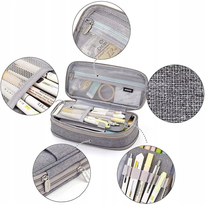 Szary Piórnik Organizer Szkolny Saszetka