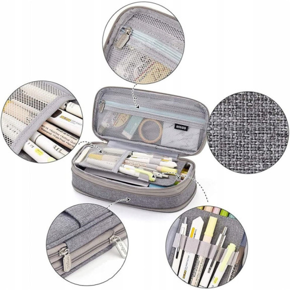 Szary Piórnik Organizer Szkolny Saszetka