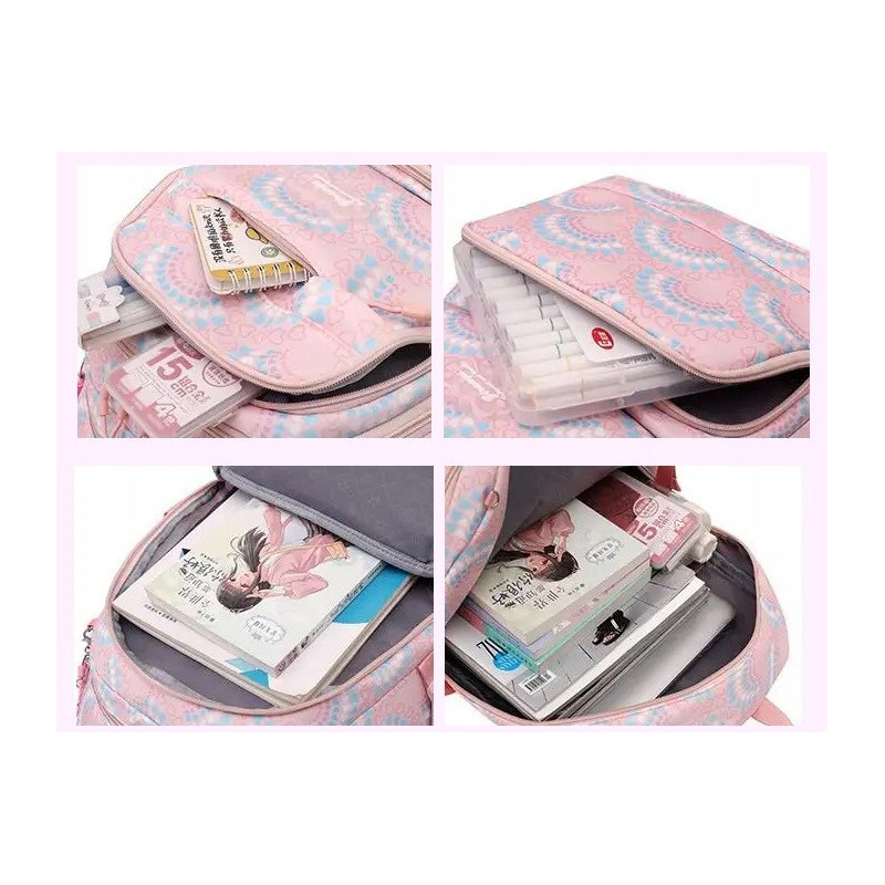 Plecak szkolny na kółkach z wysuwanym stelażem torebką piórnikiem i brelokiem (D077)