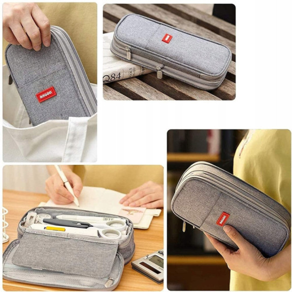 Szary Piórnik Organizer Szkolny Saszetka