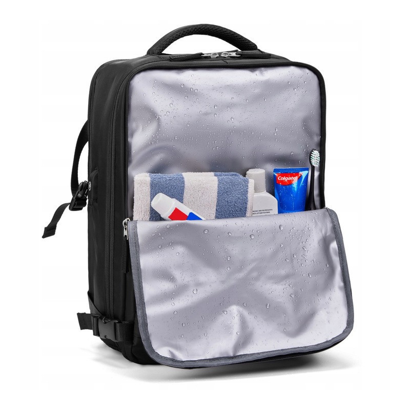 PAKKO Wielofunkcyjny plecak czarny z portem USB wodoodporny bagaż podręczny 40x20x25 z kieszenią na buty i laptopa (USB T500)