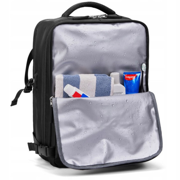 PAKKO Wielofunkcyjny plecak czarny z portem USB wodoodporny bagaż podręczny 40x20x25 z kieszenią na buty i laptopa (USB T500)