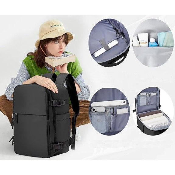 PAKKO Bagaż Podręczny do Samolotu Wizzair Rayanair 40x20x25 USB z kieszenią na laptopa (T140)