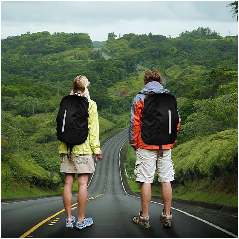 Pokrowiec przeciwdeszczowy na plecak 45L M, czarny, wodoodporny, z paskiem odblaskowym