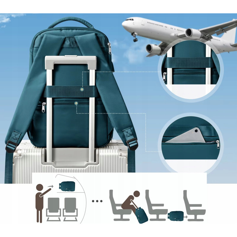 Plecak PAKKO Bagaż Podręczny do Samolotu Wizzair Rayanair 40x20x25 USB T130