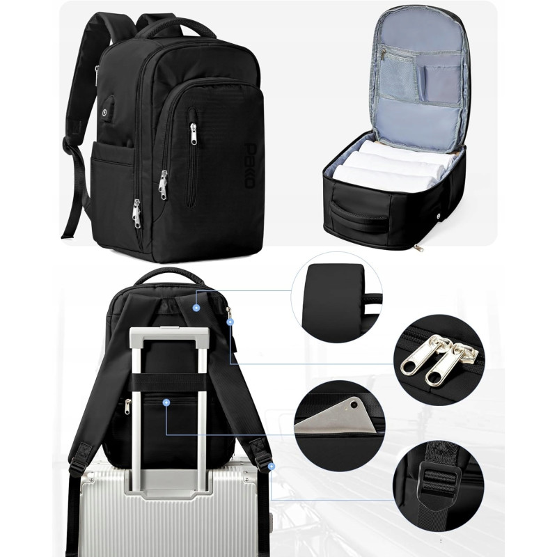 Plecak PAKKO Bagaż Podręczny do Samolotu Wizzair Rayanair 40x20x25 USB T130