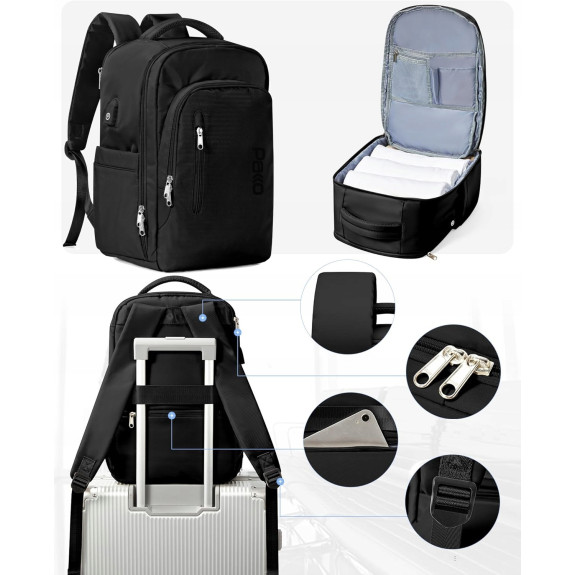 Plecak PAKKO Bagaż Podręczny do Samolotu Wizzair Rayanair 40x20x25 USB T130