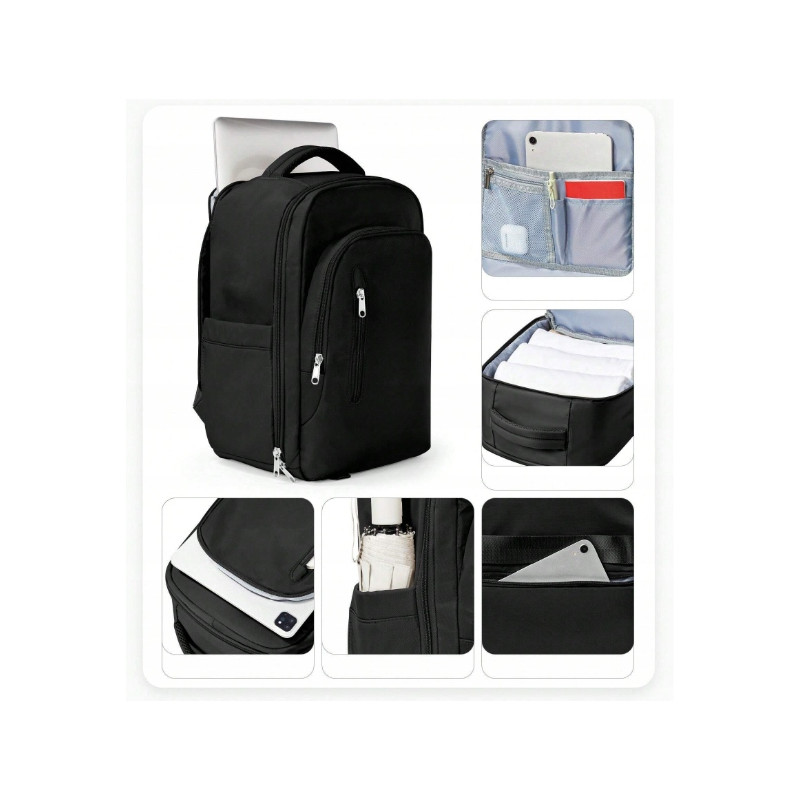 Plecak PAKKO Bagaż Podręczny do Samolotu Wizzair Rayanair 40x20x25 USB T130