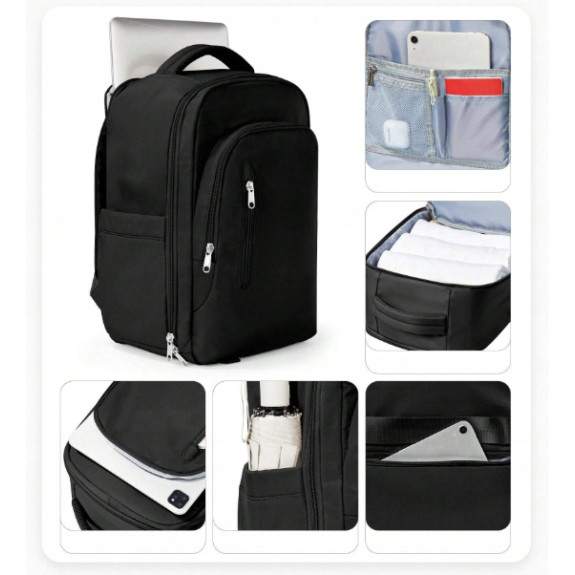 Plecak PAKKO Bagaż Podręczny do Samolotu Wizzair Rayanair 40x20x25 USB T130