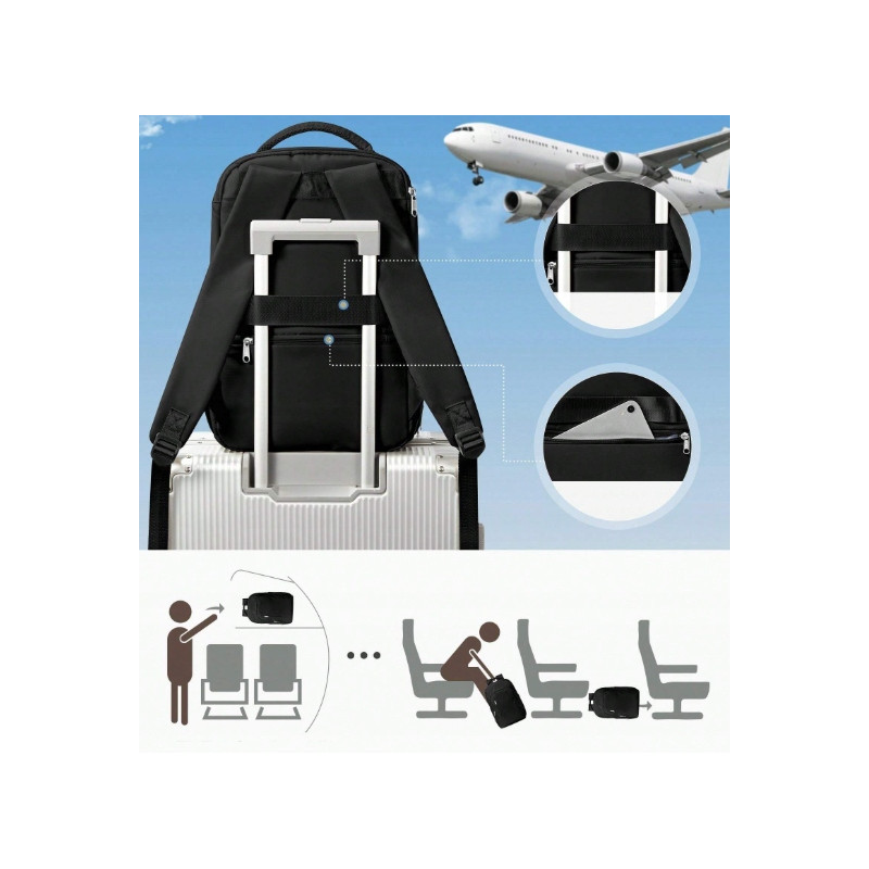 Plecak PAKKO Bagaż Podręczny do Samolotu Wizzair Rayanair 40x20x25 USB T130