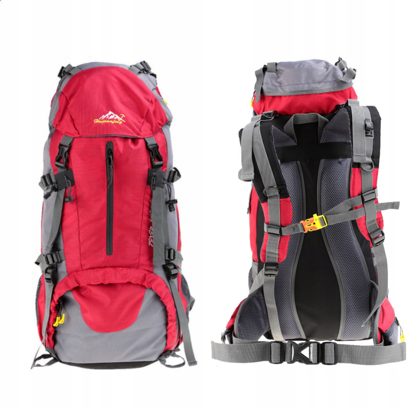 Plecak turystyczny 45+5l Climber 1 CZERWONY z pokrowcem trekkingowy