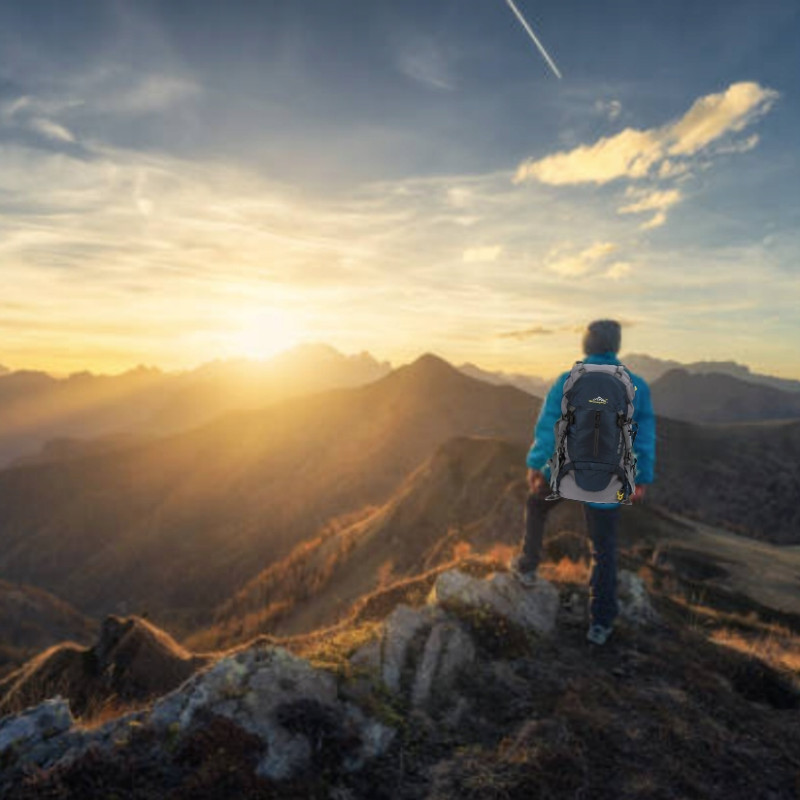 Plecak turystyczny 45+5l Climber 1 GRANATOWY z pokrowcem trekkingowy w góry