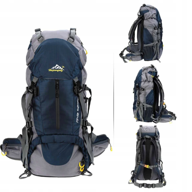 Plecak turystyczny 45+5l Climber 1 GRANATOWY z pokrowcem trekkingowy w góry