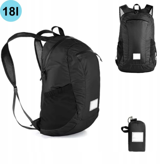 Plecak turystyczny damski męski mały 18l Czarny plecaczek bagaż podręczny (PT037)