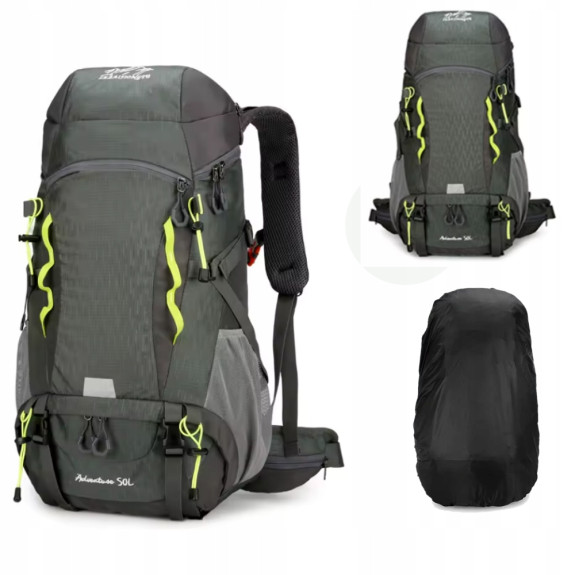 Plecak turystyczny 50L Climber 2 SZARY w góry trekkingowy usztywniane plecy
