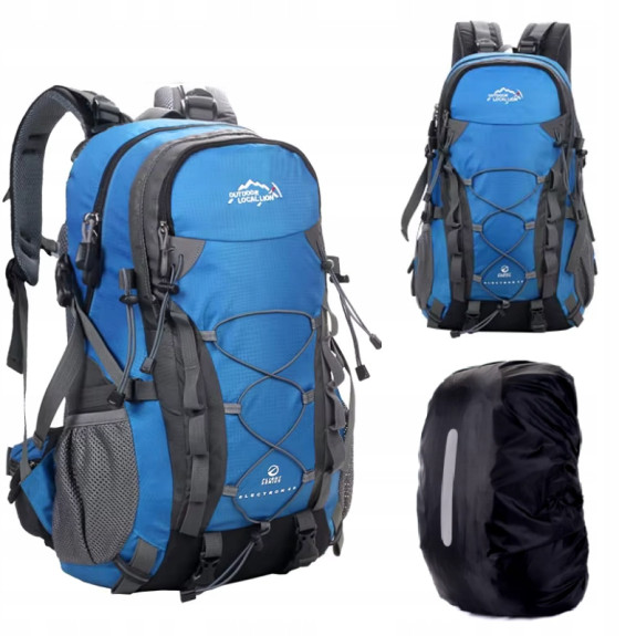 PLecak turystyczny 25L Traper 1 NIEBIESKI pokrowcem przeciwdeszczowym 45l M (PT014)