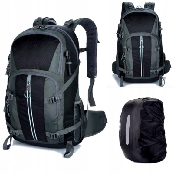Plecak turystyczny 40L Traper 2 BLACK z pokrowcem przeciwdeszczowym 45l M
