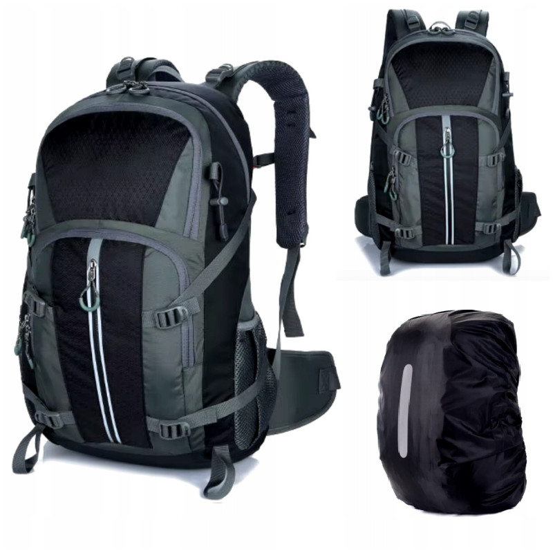 Plecak turystyczny 40L Traper 2 BLACK z pokrowcem przeciwdeszczowym 45l M