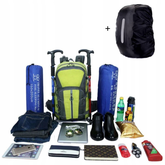 Plecak turystyczny 40L Traper 2 BLACK z pokrowcem przeciwdeszczowym 45l M 2