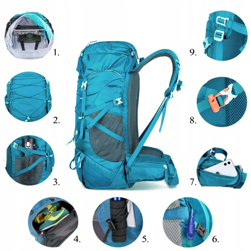 Plecak turystyczny 50L Traper 4 NIEBIESKI górski Trekkingowy damski męski